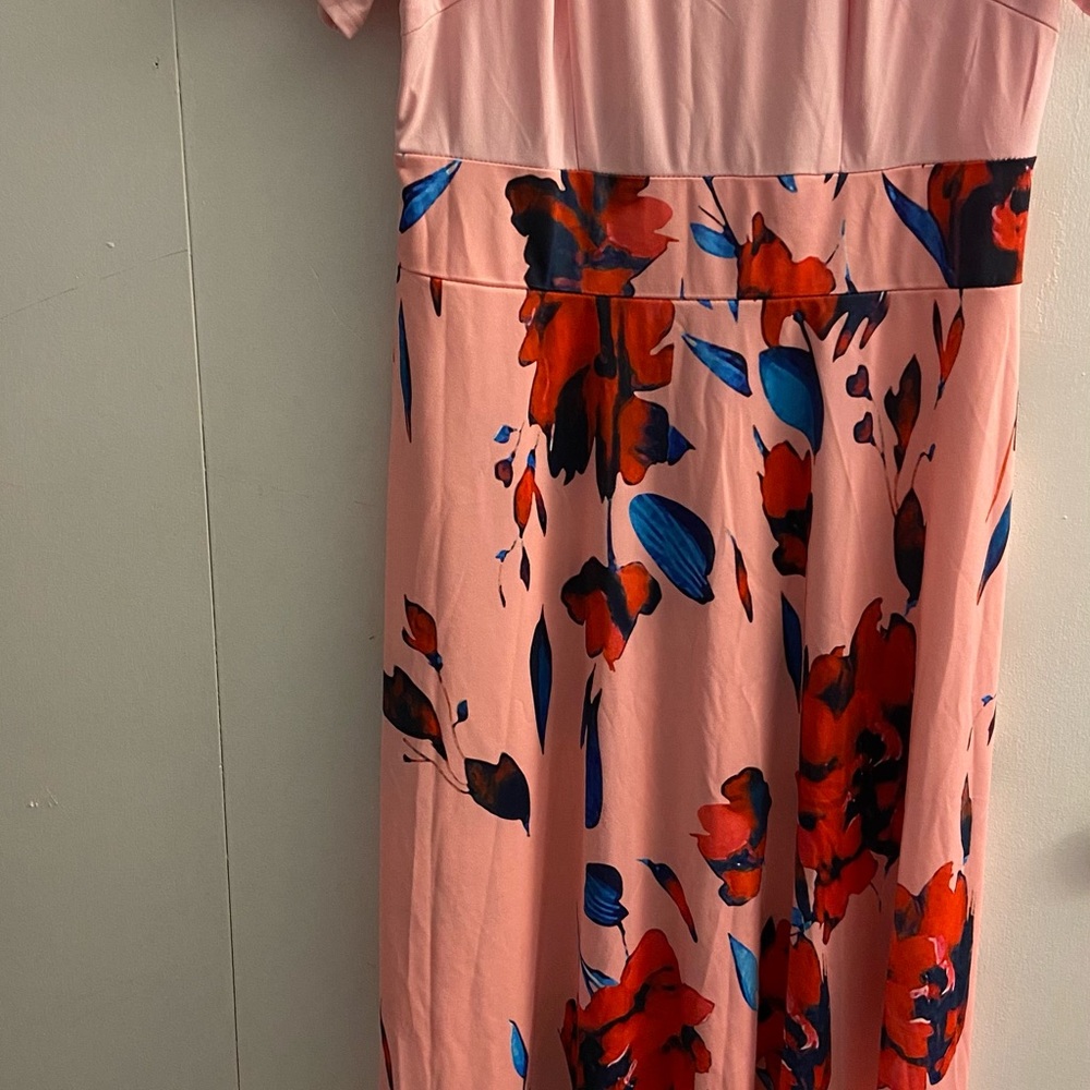 SHEIN Pink Dress with Red and Blue Floral Design